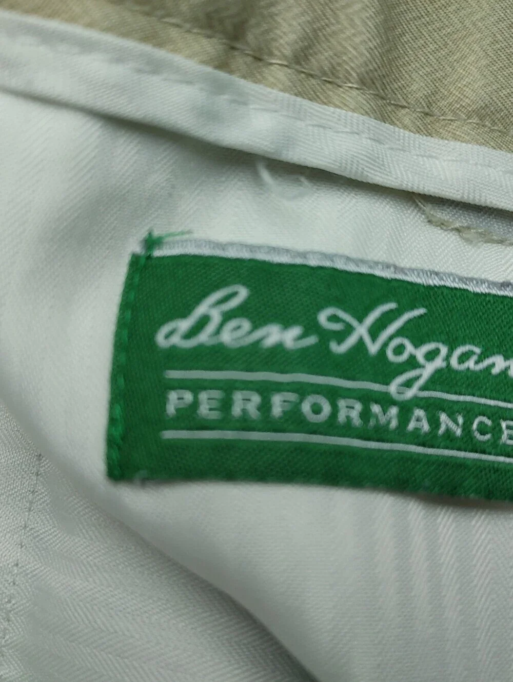 Ben Hogan Performance Golf Shorts Mens Khaki Beige Flat Front Casual 38